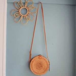 NWT Round Rattan Crossbody Purse